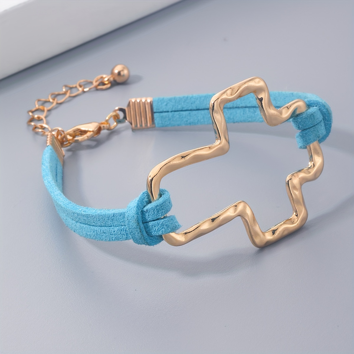Golden Hollow Cross Rope Bracelet - Bohemian Style 18K Plated
